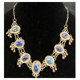 Tribal Necklace w Lapis Lazuli & Dangles