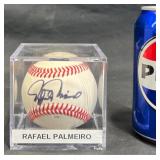 Rafael Palmeiro Signed Baseball in Display Case