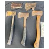 3 Vintage Hatchets w 2 Leather Sheaths