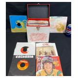 50 Vintage 45 RPM Records in Carrying Case