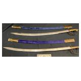 2 Curved Swords w Brass Hilts & Sheaths