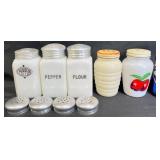 Vintage Salt-Pepper-Flour Shakers-Hazel Atlas +