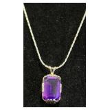 14KT Gold Necklace w Purple Gemstone Pendant