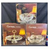 3 Vntgï¿½Carmen Satiniert Crystal Serveware Pieces