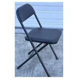 4 Black Metal Folding Chairs w Padded Seats