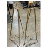 2 Gold-Tone Decorative Metal Floor Easels
