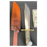 Chipaway Cutlery Bowie Knife w Leather Sheath