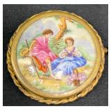 Vintage Limoges Hand-Painted Brooch Pin