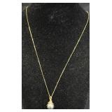 14K Gold Necklace w Tahitian Pearl Pendant
