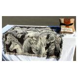 Horses on Blanket Throw + 2 Cute Pillows
