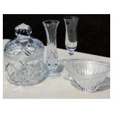 Crystal Glass Lot Bowl Dish Vases