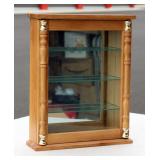 Nice Smaller Wood & Glass Display Case w Mirror