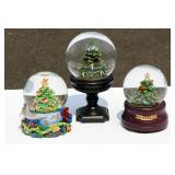3 Christmas Tree Snow Globes 1 Musical 1 Stand