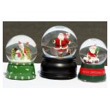 3 Santa Music Box Snow Globes Tested Working
