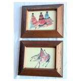 2 Small Prints Framed Native American