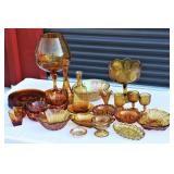 Amber Glass Lot Vintage Depression Mid Century