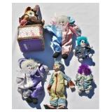 Misc Small Clown Dolls Music Box Porcelain