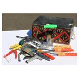 Gardening Tool Lot with Wood Box