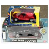 2 Diecast Cars in Boxes PT Cruise & Mini Cooper