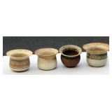 4 Pottery Hand Made Planters 2 w Hanging Holes