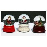 3 Santa Music Box Snow Globes Working