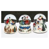 3 Snowmen Snow Globes 2 Are Music Boxes