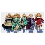 5 Blonde Dolls Victorian Garden Porcelain