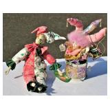 2 Bisque Porcelain Clown Dolls