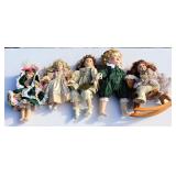 5 Porcelain Dolls Mostly Signed