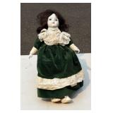 Victorian Porcelain Doll w Wood Stick Chair