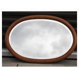 Nice Oval Oak Wall Mirror w Beveled Glass