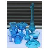 Teal Color Glass Vases Light Bowls