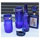 Colbalt Blue Glass Canisters Drink Bottles