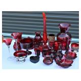 Lot of Assorted Red & Ruby Glass Pieces