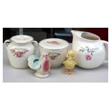 Vintage Ceramic Pottery Lot Pitcher Birds Canister