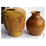 Two Larger Potter Hand Made Pieces Planters