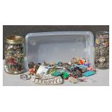 Jewelry Lot 2 Jars & Tub Filled w Good & Broken