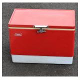 Vintage Coleman Red & White 80 Metal Cooler