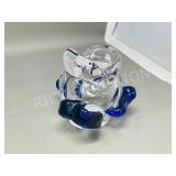 art glass vase clear & blue - 4.5' tall