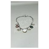 vintage silver shell & stone necklace