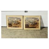 2 photo prints of rural town