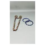 cloisonne necklace (24') & 2 bracelets