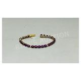 18k gold bracelet w/ synthetic star rubies - 7' L