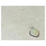 Jasper & 925 silver pendant/ chain