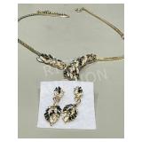 black/ clear crystal set necklace & earrings
