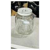 vintage lidded jar  approx 7' h x 6' x 6'