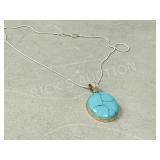 Turquoise & 925 silver pendant/ chain