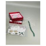 4-sets rhinestone earrings, crystal bead jewelry