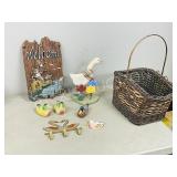 wicker basket w/ goose & duck decor