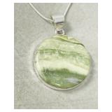 Jasper & 925 silver pendant/ chain